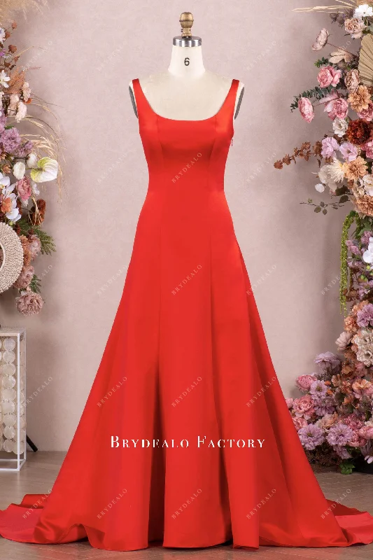 Overstock Sale Classic Princess Seams Satin Fit Flare Satin Prom Dress