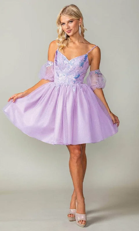 Savings Event Dancing Queen 3362 - Sequin V-Neck Cocktail Dress