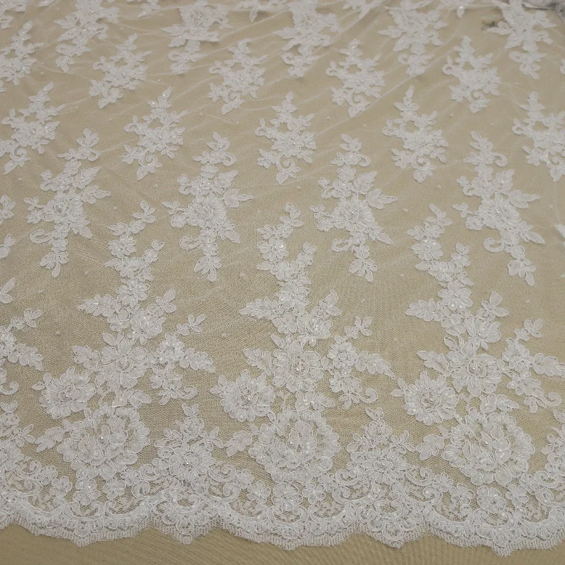 Get It Before It’s Gone White Floral Embroidered Double-Scalloped Lace
