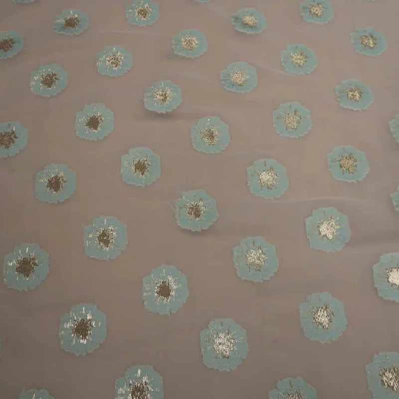 Limited Time Floral Textured Blue And Beige Brocade Fabric