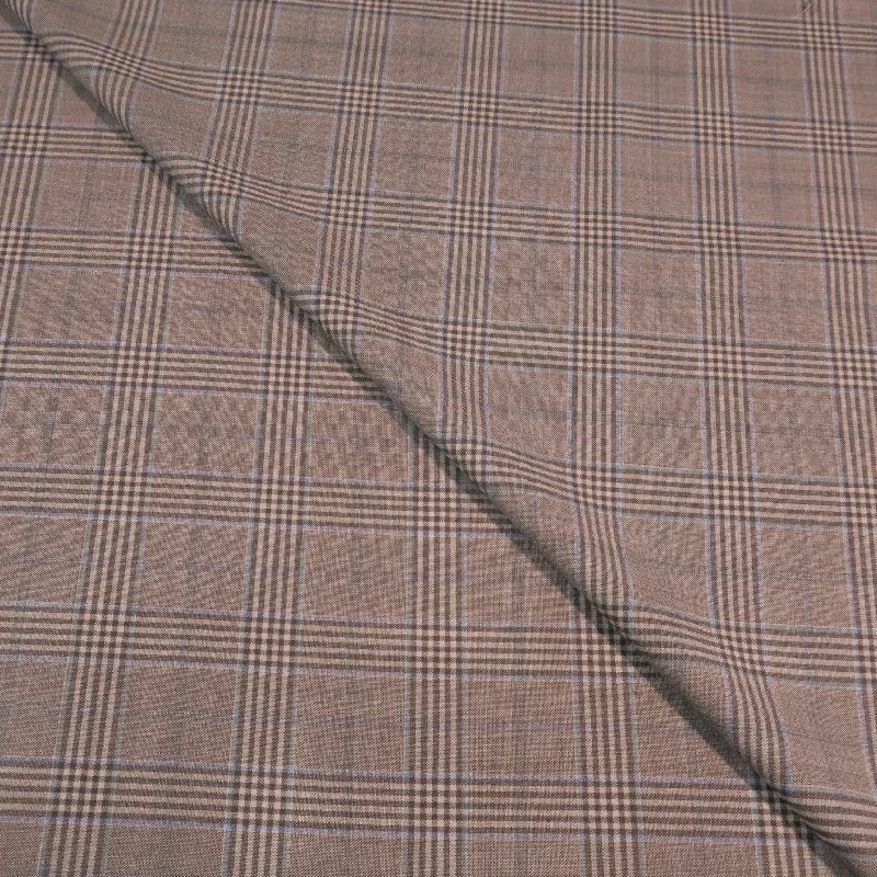 Clearance Sale Medium Grey with Blue Plaid Superfine Australian Wool Ermenegildo Zegna Cloth Suiting Fabric Clearance Sale Medium Grey with Blue Plaid Superfine Australian Wool Ermenegildo Zegna Cloth Suiting Fabric