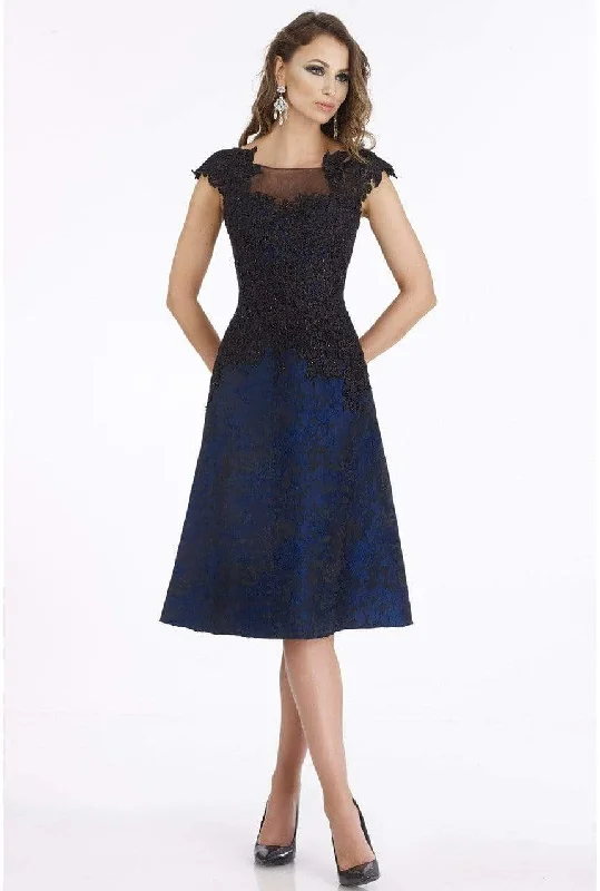 New Deals Gia Franco - 12013 Two Tone Embroidered Bateau A-line Dress