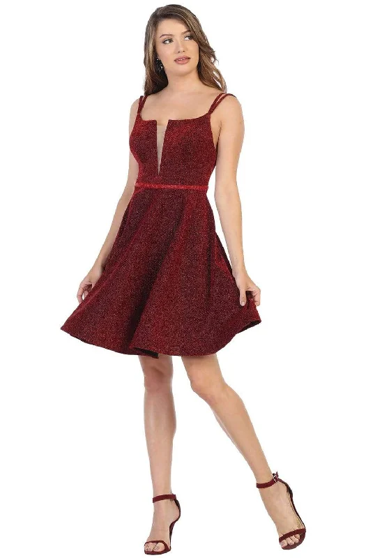 Hurry In May Queen - MQ1697 Deep V-neck A-line Cocktail Dress