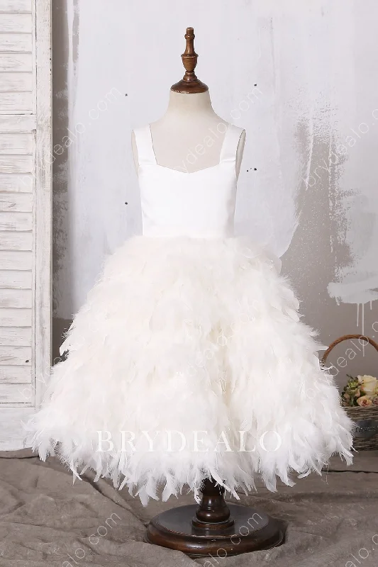 Instant Savings Designer Feather Tea Length Flower Girl Dress