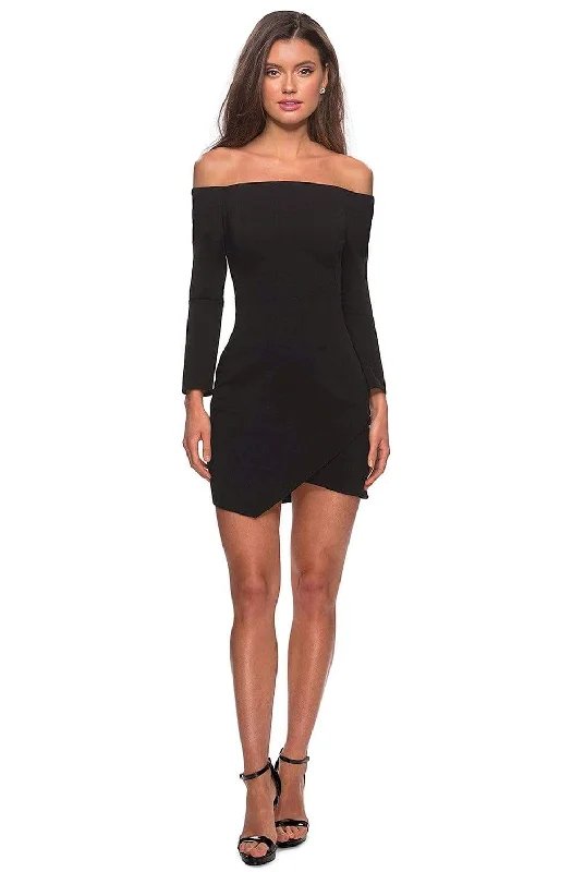 Price Reduction La Femme - 28182 Long Sleeve Off-shoulder Jersey Sheath Dress