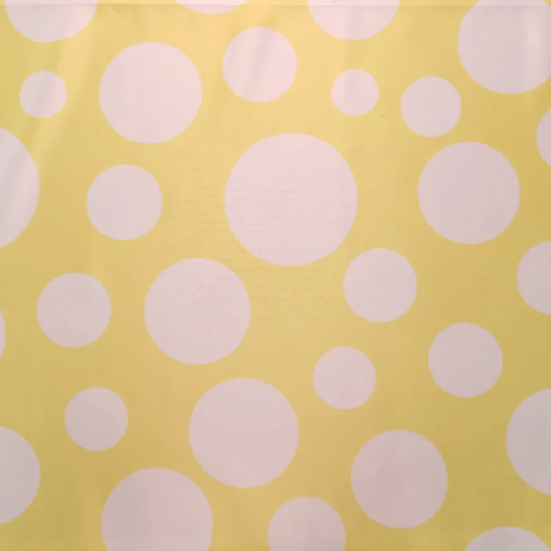 New Deals White Circles on Yellow Printed Polyester Mikado Fabric