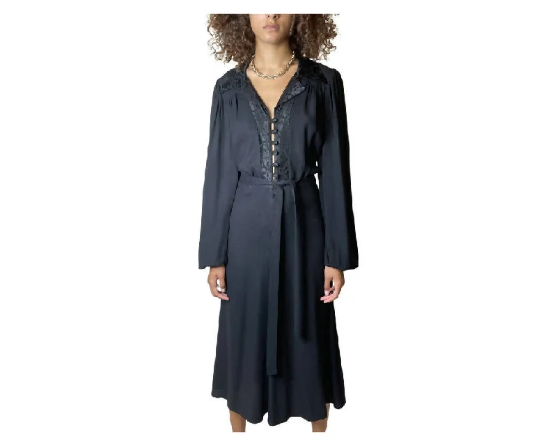 Don't Wait Rare Vintage 1970's Original Black dress designed by Ossie Clark UK 10 - 12