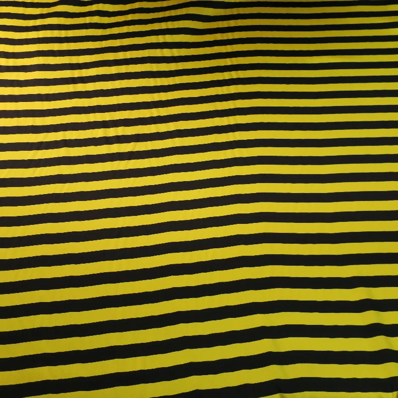Quick Sale Yellow and Black Printed Silk Charmeuse Fabric