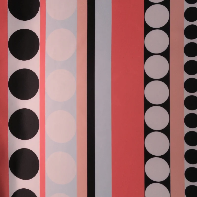 Amazing Deals Pink Multicolored Striped on Printed Polyester Mikado Fabric