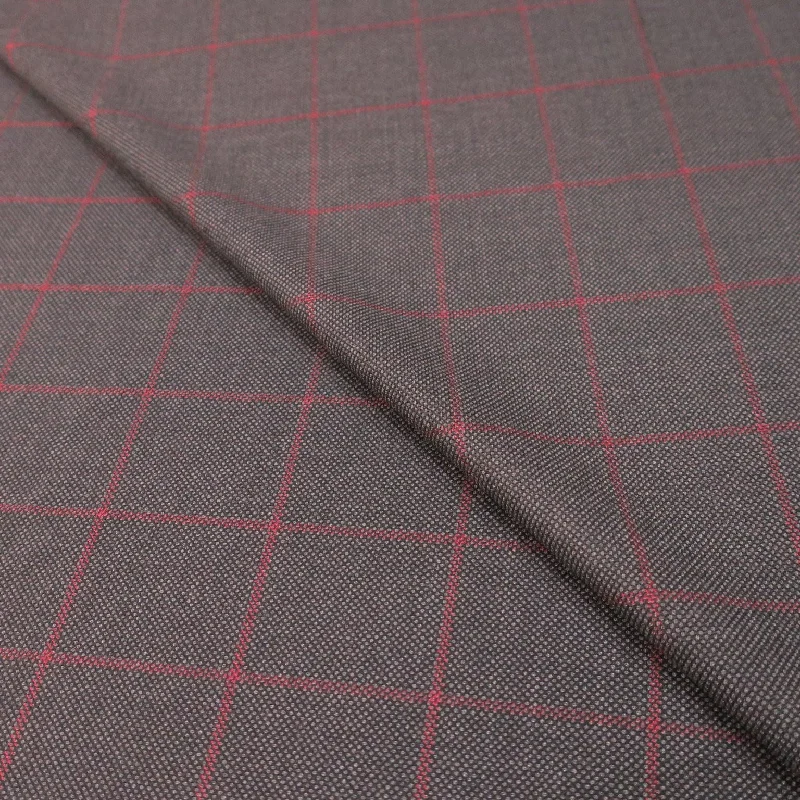 Customer Appreciation Sale Dark Gray with Red Plaid Loro Piana Super Winter Extrafine Wool Fabric Customer Appreciation Sale Dark Gray with Red Plaid Loro Piana Super Winter Extrafine Wool Fabric