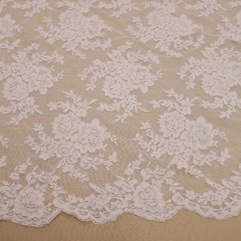 Best Bargains White Embroidered Tulle Corded Floral Lace