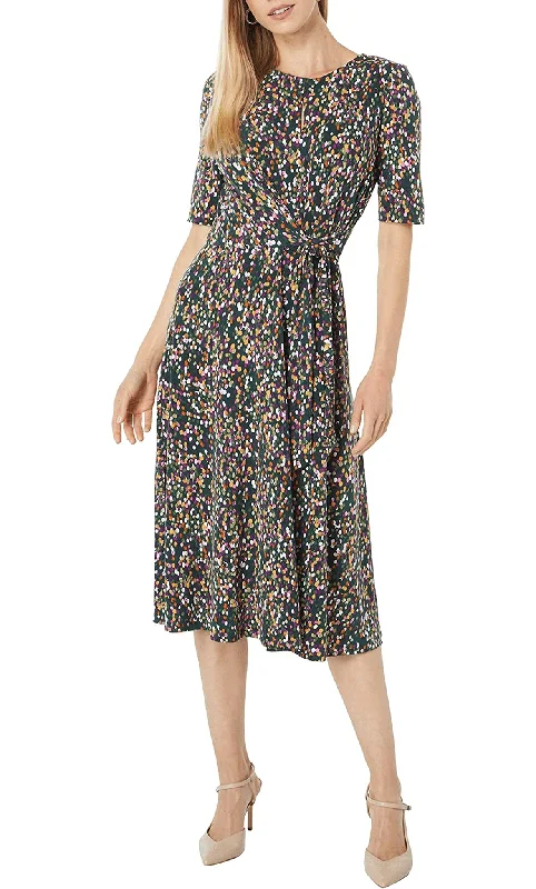 Can't Miss London Times T6041M - Round Neck Printed Dress