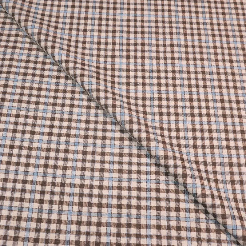 Price Fest White Brown and Light Blue Windowpane and Check Ermenegildo Zegna Cloth Suiting Fabric