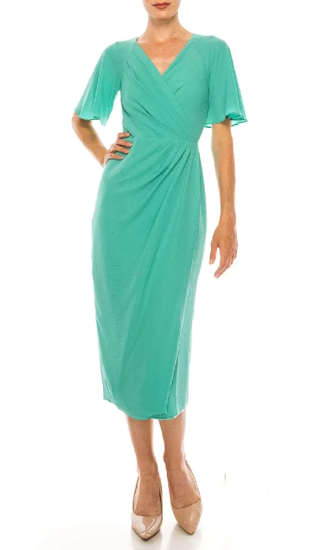 Buy More, Save More Maggy London G4077M - V-Neck Tea Length Formal Dress