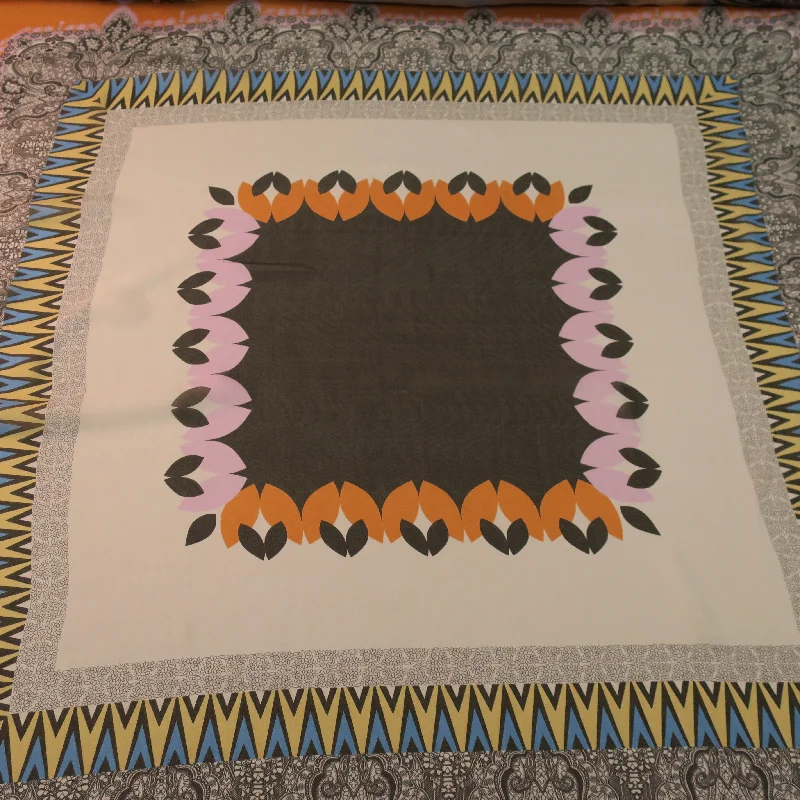 Season Finale Sale Orange White and Black Printed Silk Chiffon Fabric