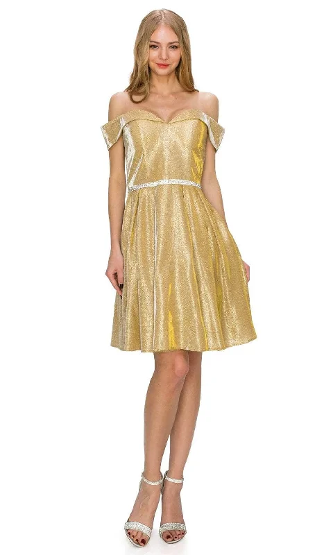 Daily Deals Cinderella Couture 8012J - Off-Shoulder Glitter Cocktail Dress