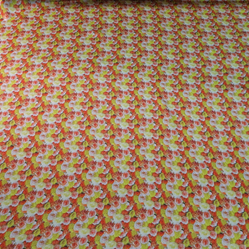 Take Advantage Yellow and Orange Rose Bush Multicolor Silk Charmeuse