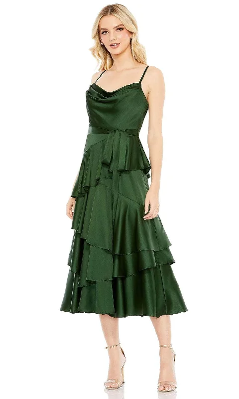 Deep Discounts Ieena Duggal 68300 - Cowl Neck Tea-Length Evening Dress