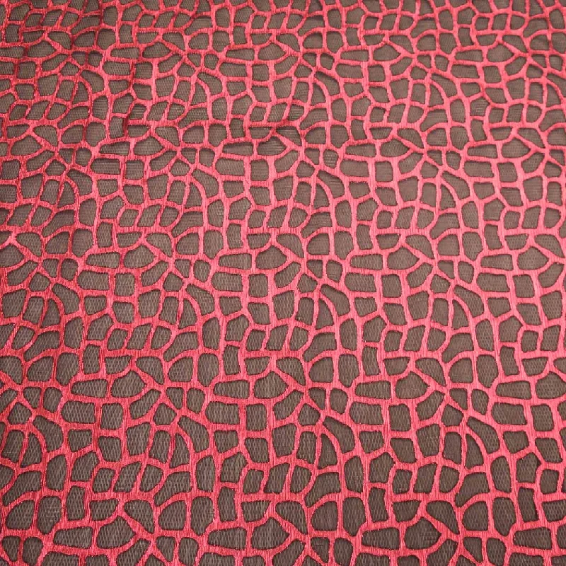 Discount Mania Red Net Textured Brocade Fabric
