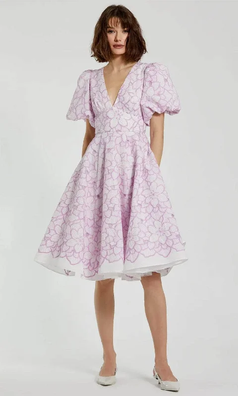 Price Buster Mac Duggal 81019 - Puff Sleeve Floral Dress