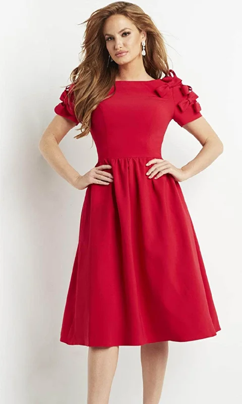Members Only Jovani 07012 - Short Sleeve A-Line Prom Dress