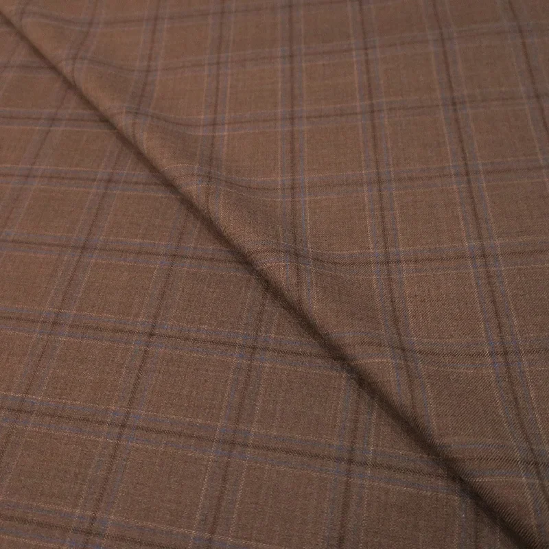 Today’s Deal 1.75 YDS Brown Loro Piana Windowpane Wool Suiting Fabric