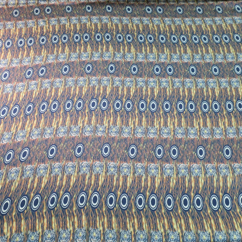 Daily Deals Tigers and Circles Printed Silk Charmeuse Fabric