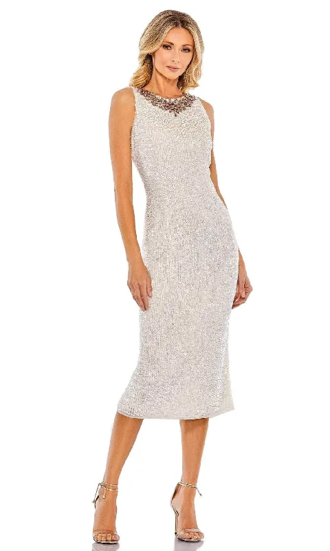 Shop and Save Mac Duggal - 70269 Sequined Tea Length Sheath Dress