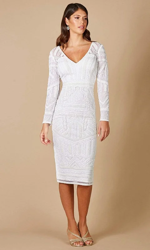 Today Only Lara Dresses - 51076 Knee Length Beaded Sheath Bridal Dress