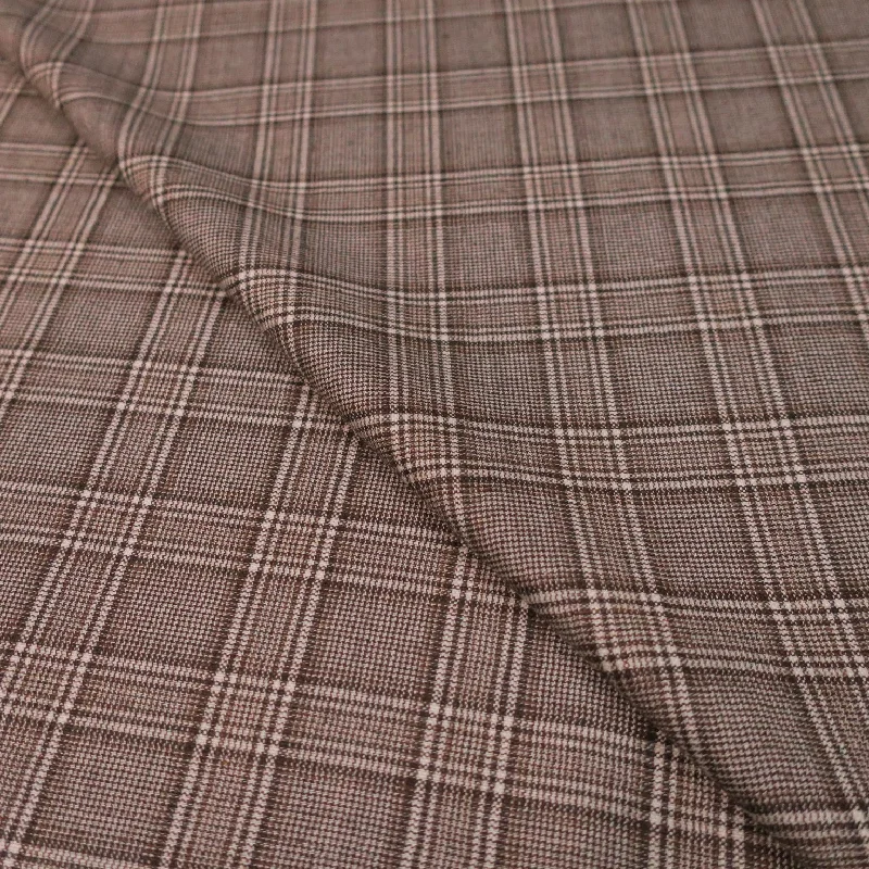 Deal Zone Brown and White Windowpane Cashmere and Silk Blend Loro Piana Suiting Fabric Deal Zone Brown and White Windowpane Cashmere and Silk Blend Loro Piana Suiting Fabric