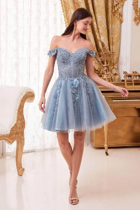 Special Discount Ladivine CD0194 - Floral Short Prom Dress