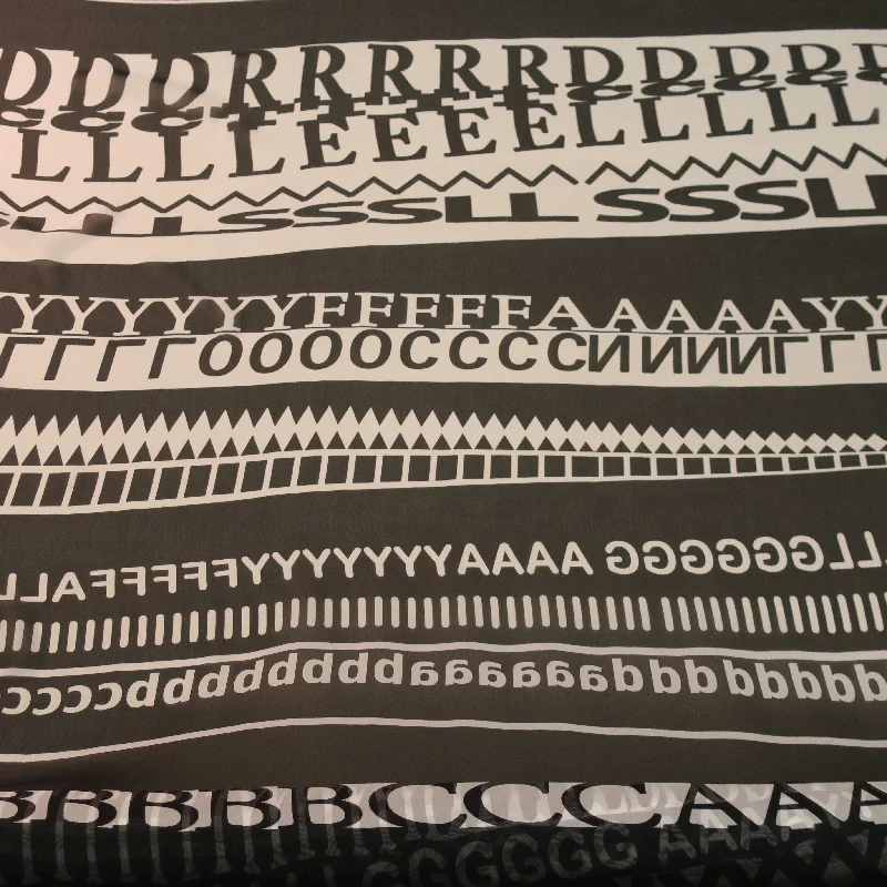 Don't Miss White Letters on a Black Background Printed Silk Chiffon Fabric