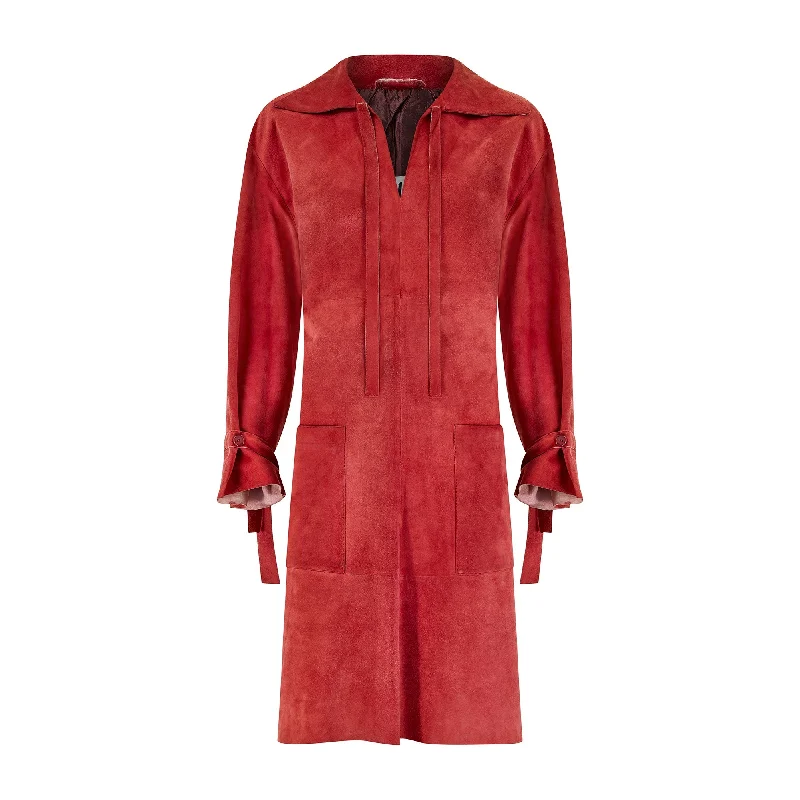 Instant Discount 1970s Chloé by Karl Lagerfeld Terracotta Suede Tunic Dress