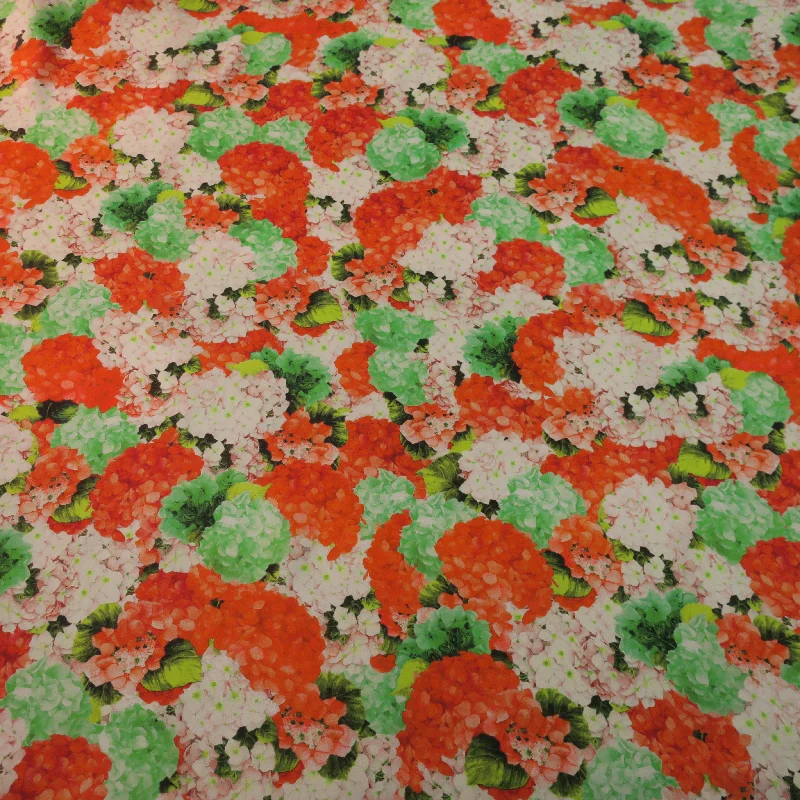 Special Offer Light Green Orange and White Floral China Silk Fabric