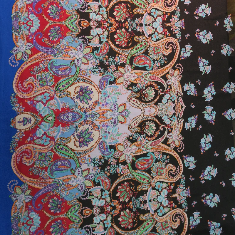 Best Bargains Multicolored Floral and Paisleys on a Black Background Printed Silk Chiffon Fabric Best Bargains Multicolored Floral and Paisleys on a Black Background Printed Silk Chiffon Fabric