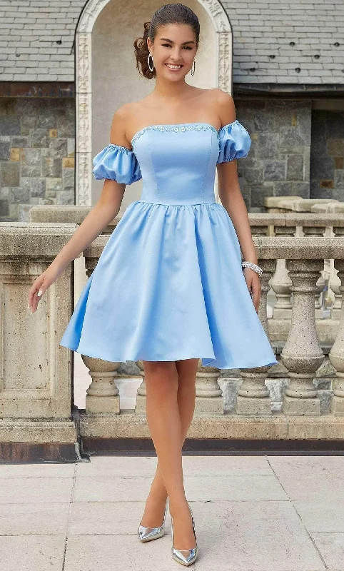Major Savings Damas 9612 - Detachable Sleeve Satin Cocktail Dress