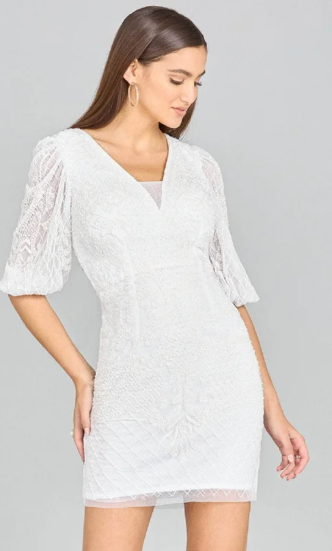 Amazing Deals Lara Dresses 51118 - Puff Sleeve Beaded Bridal Dress