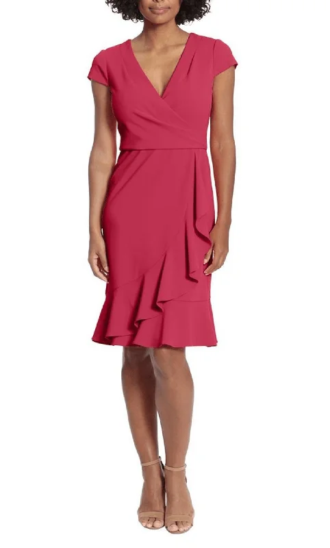 Today’s Deal London Times T6702M - V-Neck Ruffle Drape Formal Dress