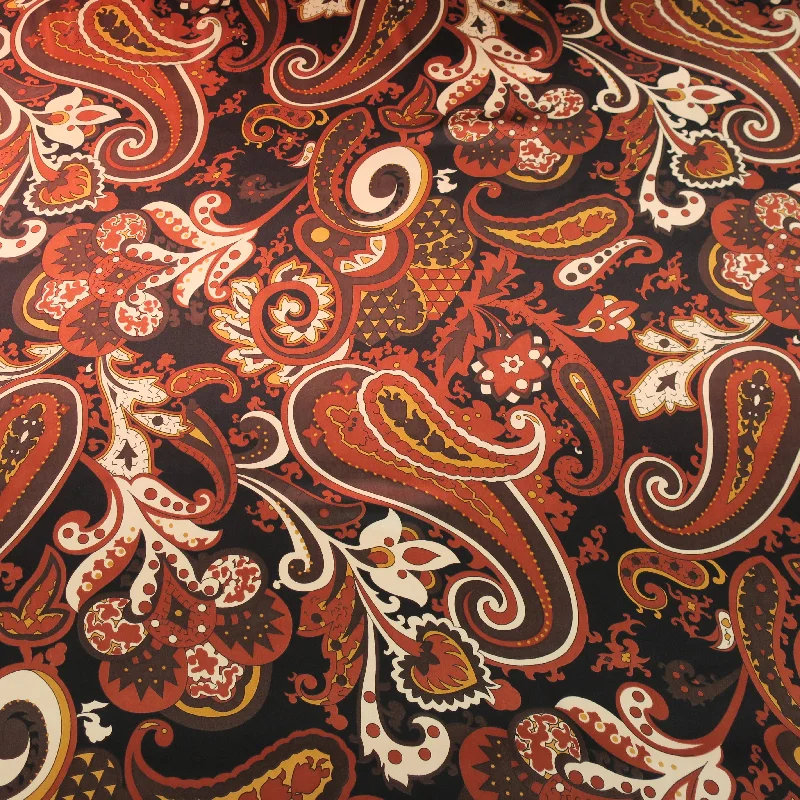 Deal Zone Light Brown Paislies on a Dark Brown Background Printed Silk Charmeuse Fabric Deal Zone Light Brown Paislies on a Dark Brown Background Printed Silk Charmeuse Fabric