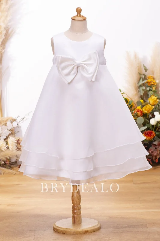 Great Bargains Simple Bow Organza Tea Length Flower Girl Dress