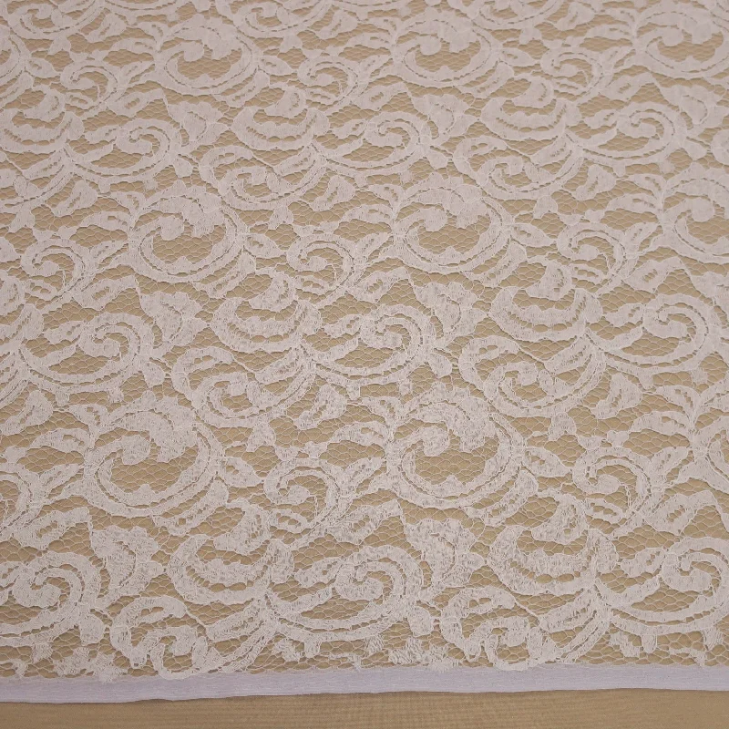 Closeout White Embroidered Tulle Corded Floral Lace