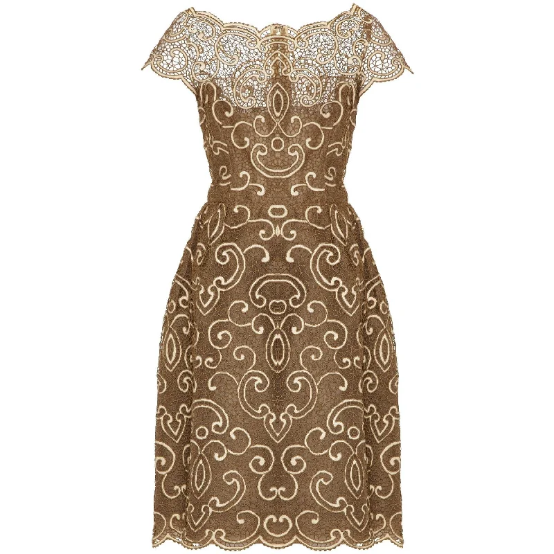 Low Prices 1960s Samuel Winston Gold Lace Dress