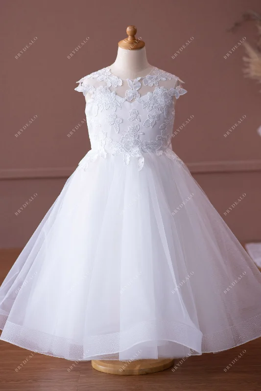 Final Markdown Light Ivory Lace Tulle Keyhole Back Flower Girl Dress