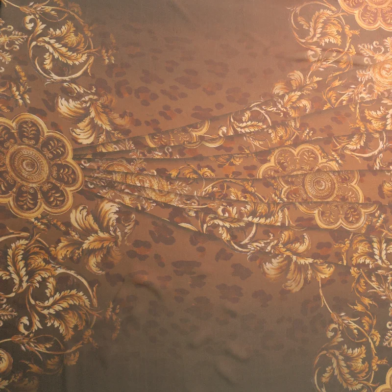 TIME-Limited Offer Brown and Gold Floral and Animal Print - Printed Silk Chiffon Fabric TIME-Limited Offer Brown and Gold Floral and Animal Print - Printed Silk Chiffon Fabric