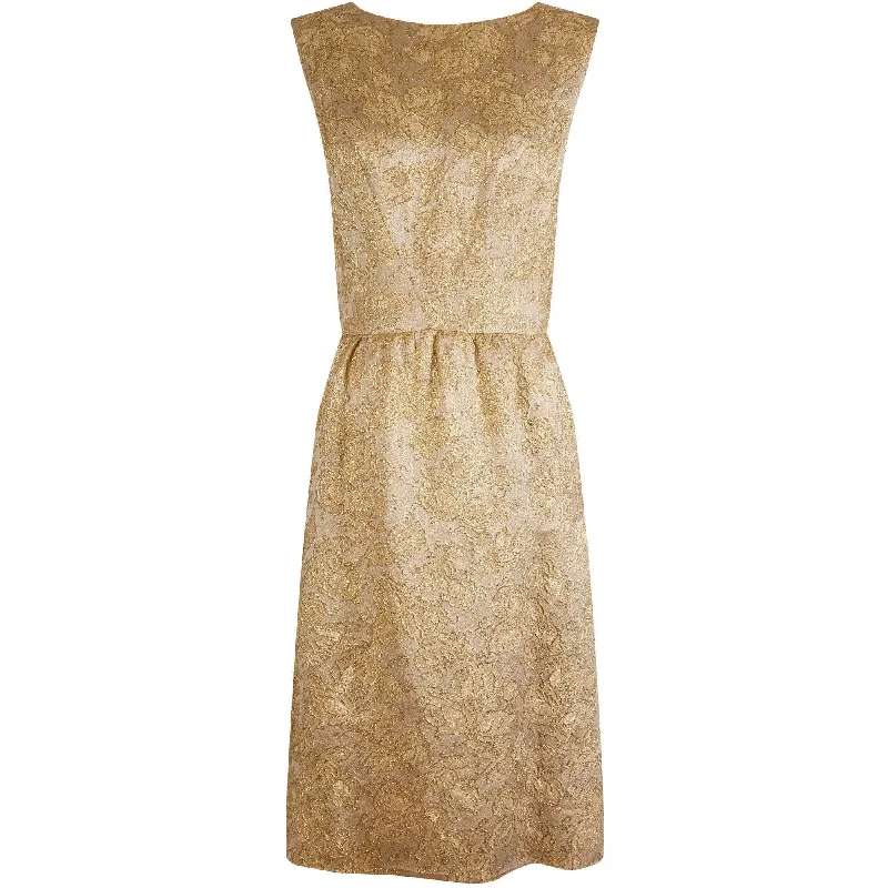 Crazy Deals 1950s Jacques Heim Demi Couture Gold Brocade Shift Dress