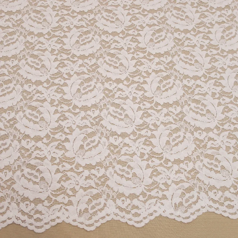 Instant Discount Off White Floral Embroidered Double Scalloped Lace
