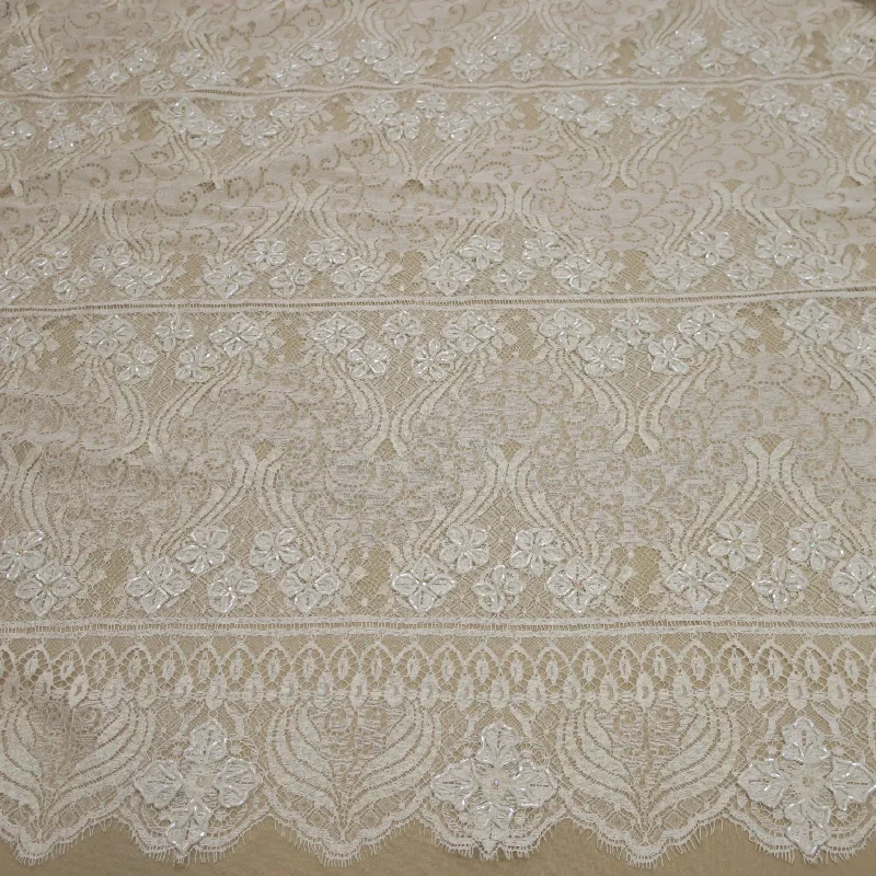 Anniversary Sale Off White Embroidered Beaded Lace
