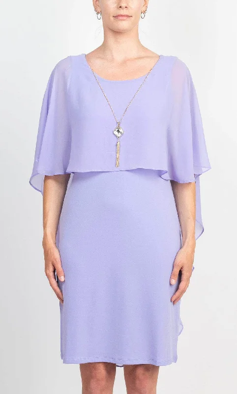 Midnight Madness Glamour G0N180 - Scoop Neck Cape Accented Short Dress