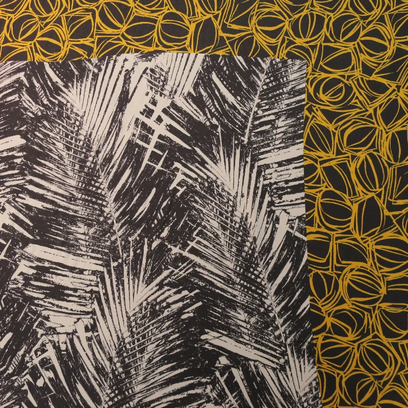 Unmissable Offer Yellow and White with a Black Background Printed Silk Chiffon Fabric Unmissable Offer Yellow and White with a Black Background Printed Silk Chiffon Fabric