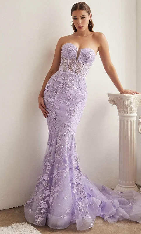 Price Rollback Cinderella Divine CB099 - Strapless Evening Gown with Butterfly Print